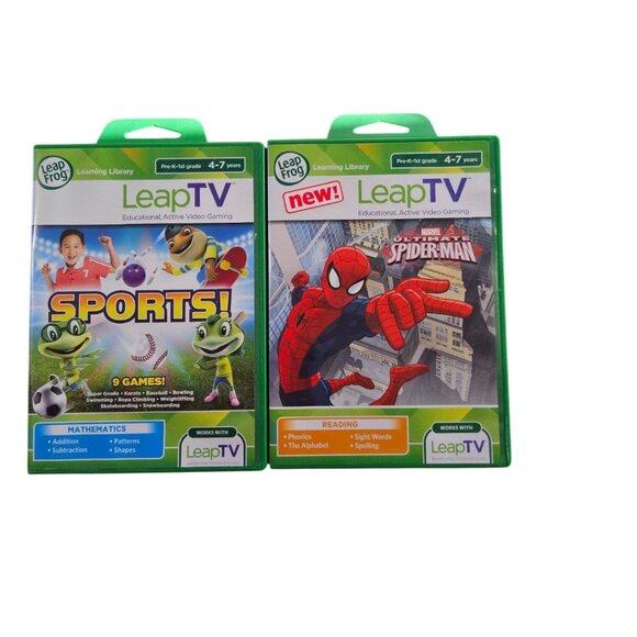 LeapFrog LeapTV Games Bundle: Sports & Marvel Spider-Man Ages 4-7 Educational Vi - Picture 1 of 6